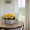 Spring Tabletop Decor – Artificial Sunflowers in Rustic Metal Pots, Faux Silk Flower Centerpiece for Farmhouse Home, Office & Table Decoration